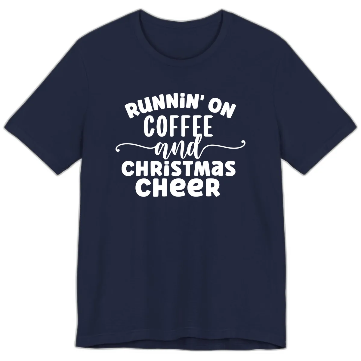 Running on Coffee and Christmas Cheer Premium T-Shirt in Navy