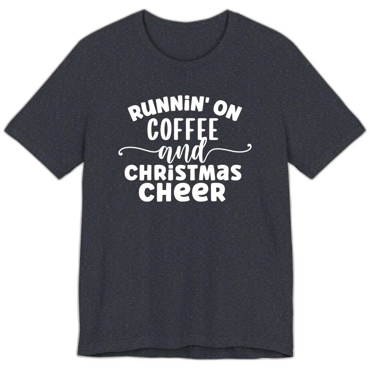 Running on Coffee and Christmas Cheer Premium T-Shirt in Heather Navy