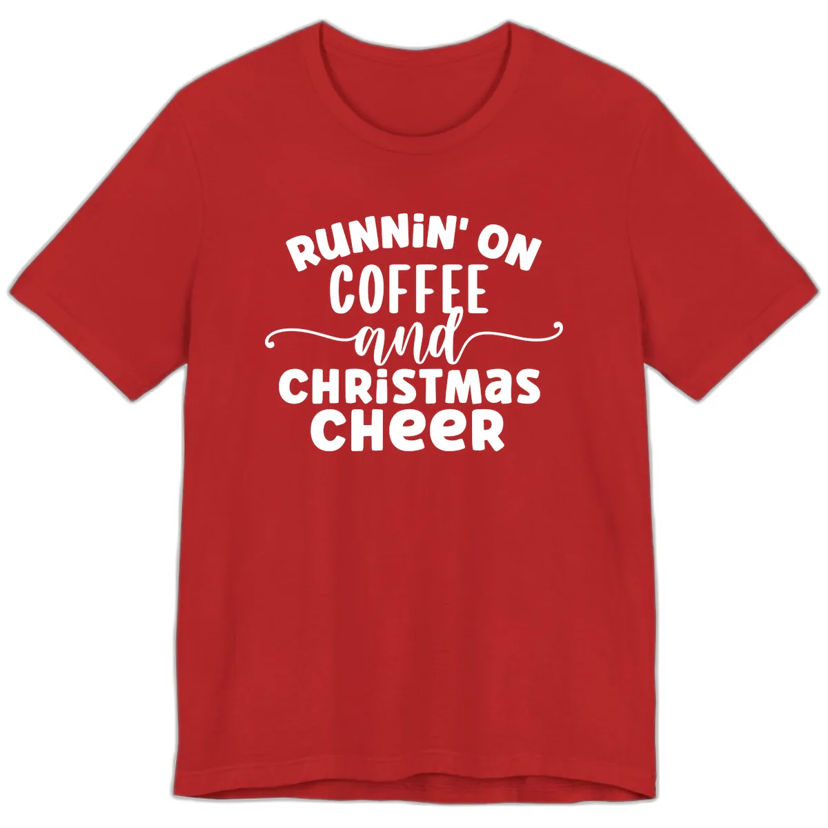 Running on Coffee and Christmas Cheer Premium T-Shirt in Red