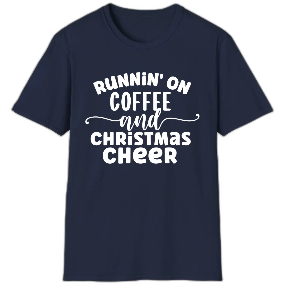 Running on Coffee and Christmas Cheer T-Shirt in Navy