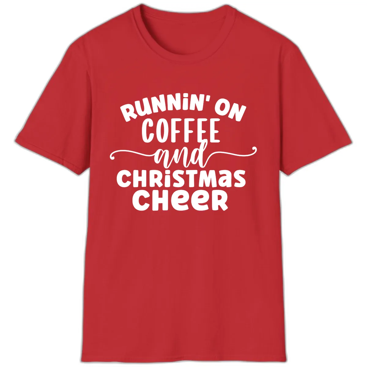 Running on Coffee and Christmas Cheer T-Shirt in Red