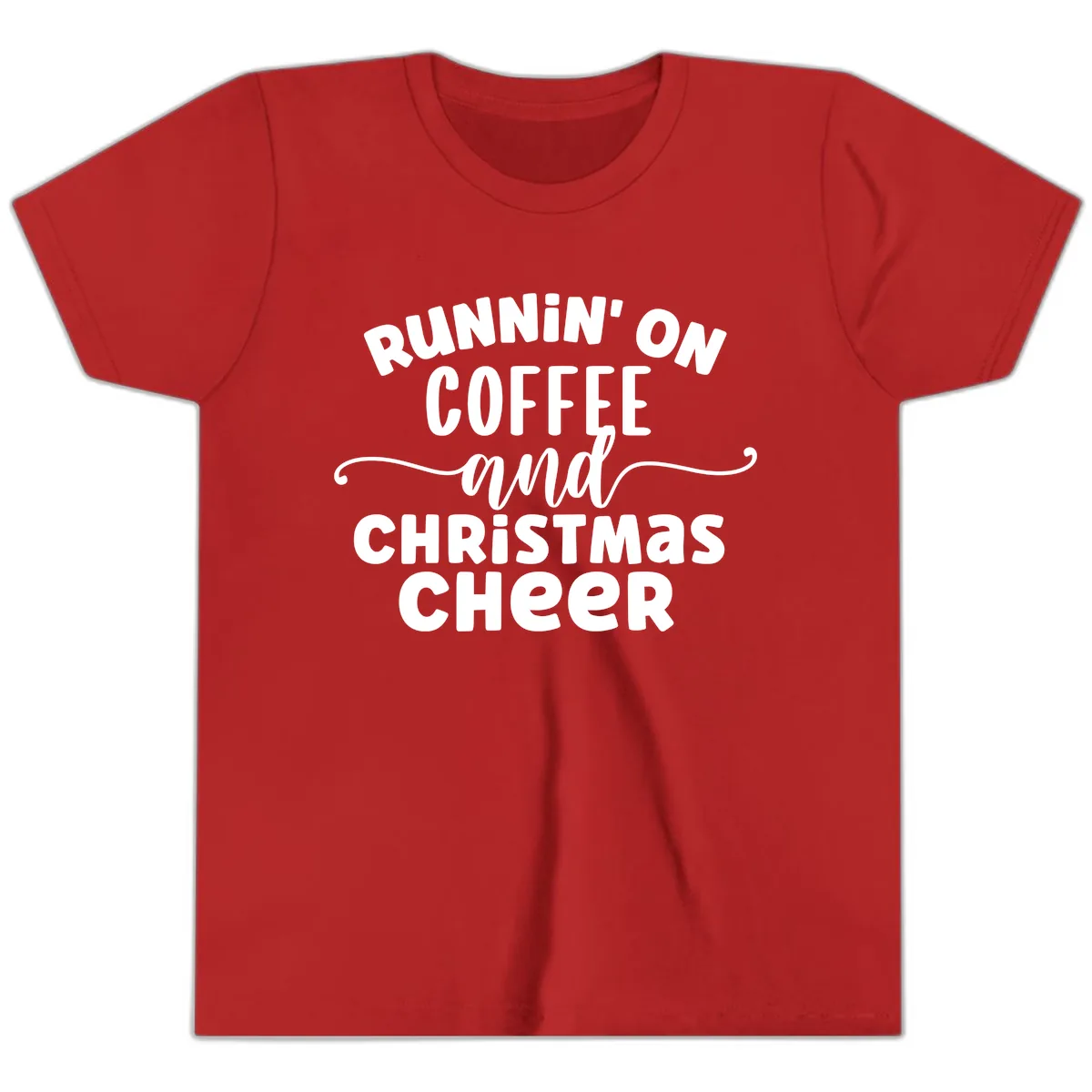 Running on Coffee and Christmas Cheer Youth T-Shirt in Red