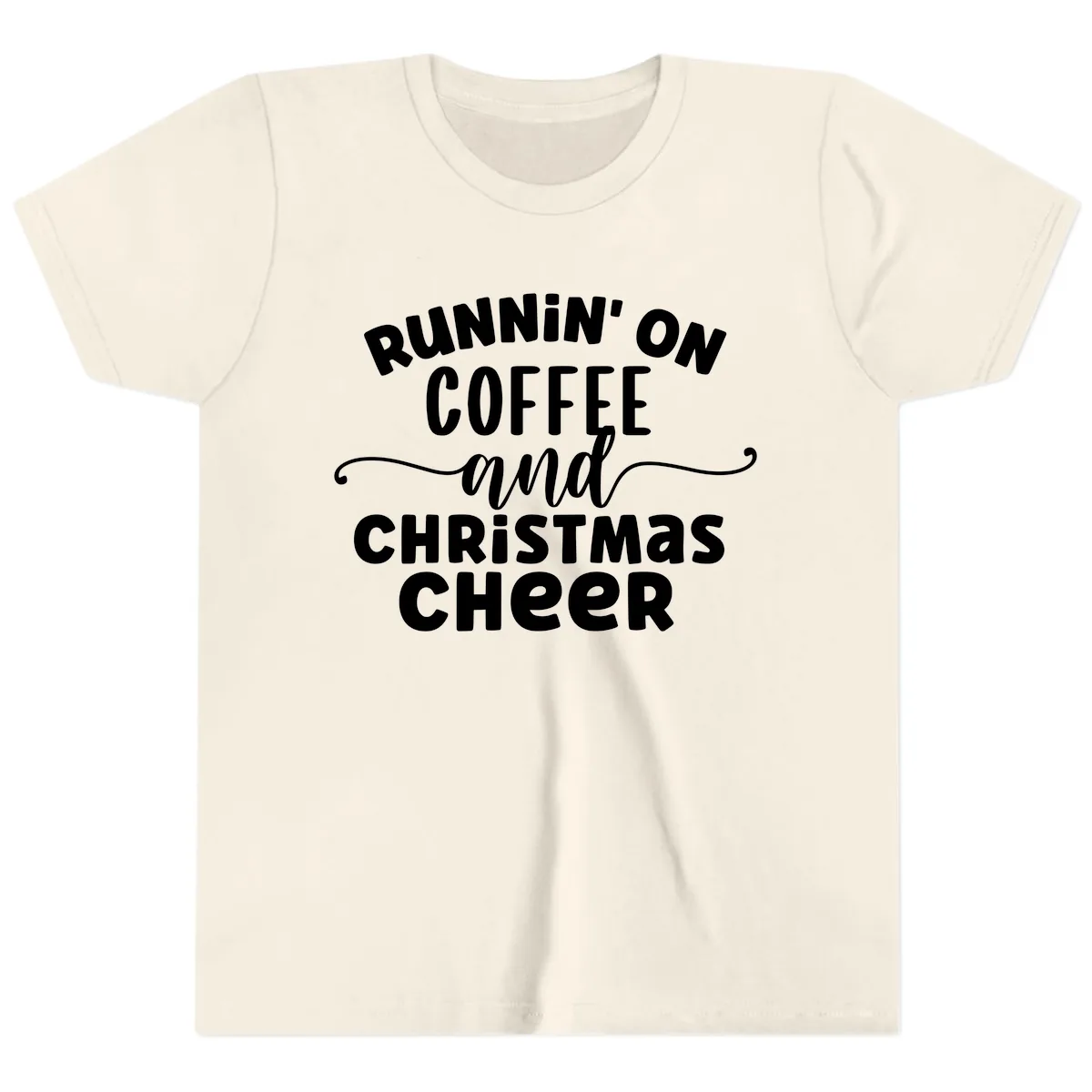 Running on Coffee and Christmas Cheer Youth T-Shirt in Natural