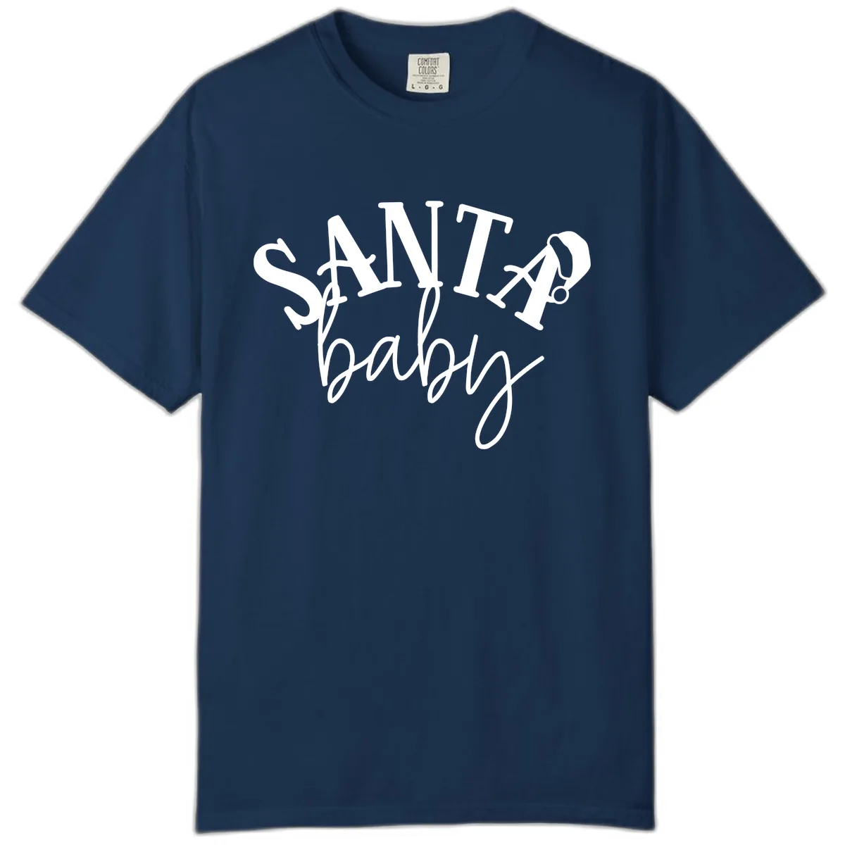 Santa Baby Christmas Text Design Comfort Color in Navy