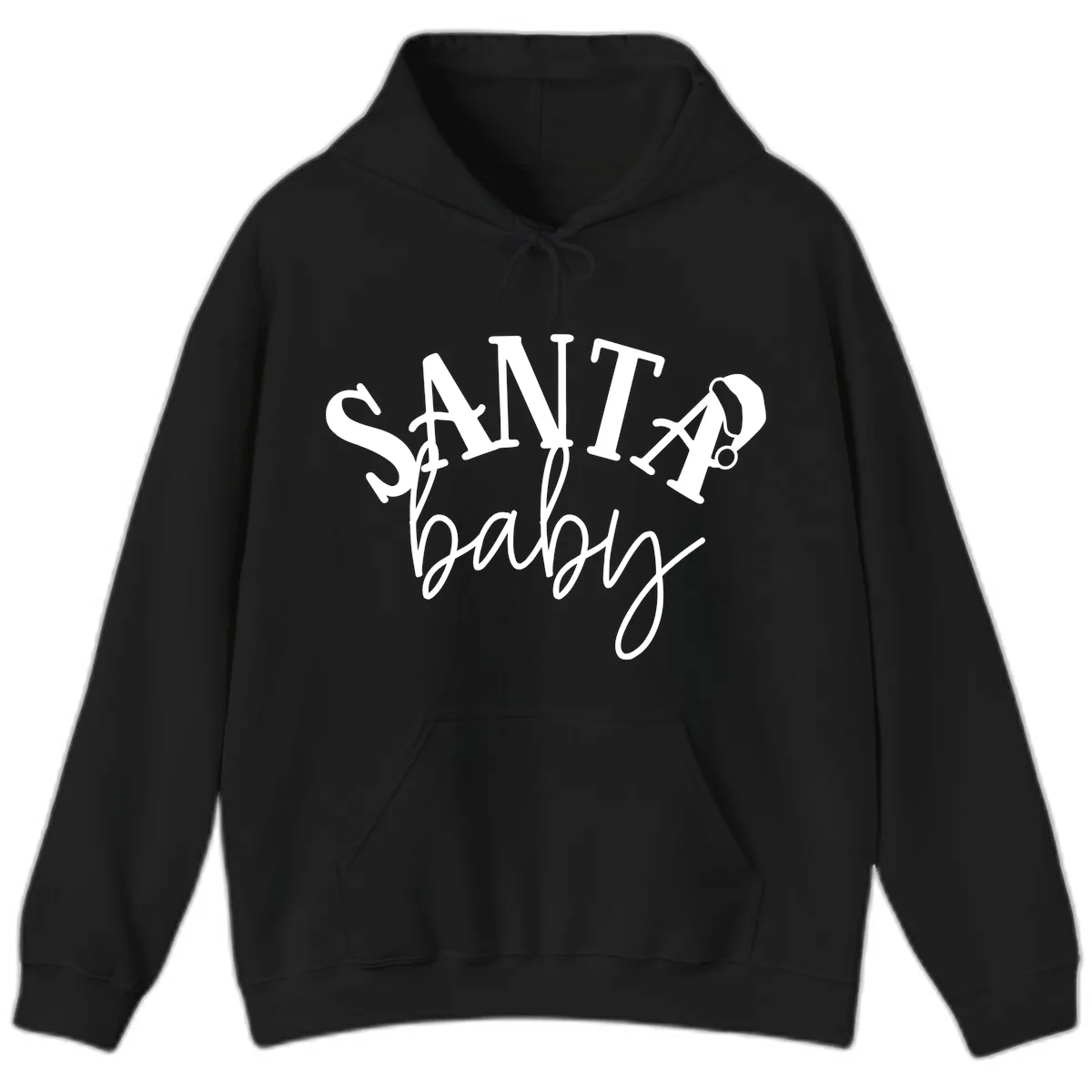 Santa Baby Christmas Text Design Hoodie in Black