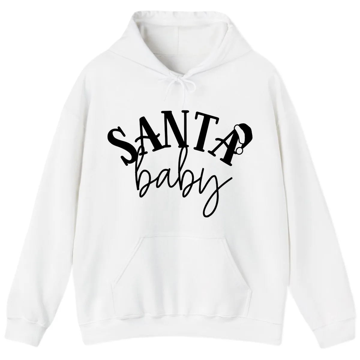 Santa Baby Christmas Text Design Hoodie in White