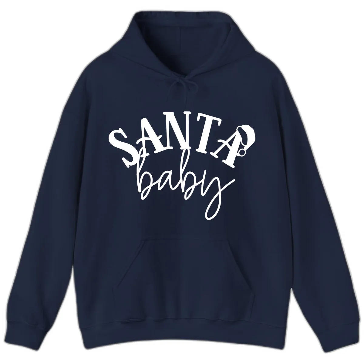 Santa Baby Christmas Text Design Hoodie in Navy