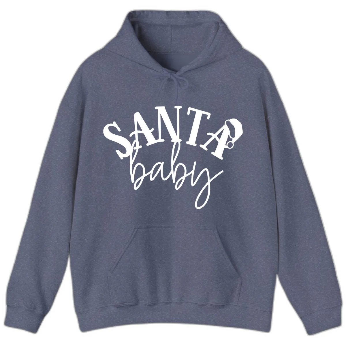 Santa Baby Christmas Text Design Hoodie in Heather Navy