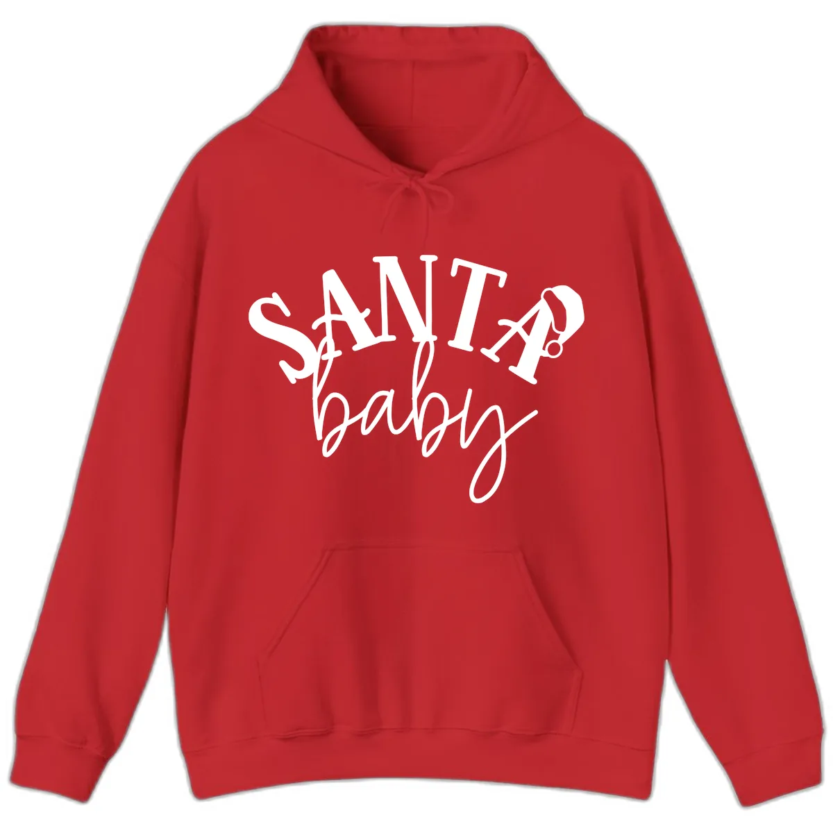 Santa Baby Christmas Text Design Hoodie in Red