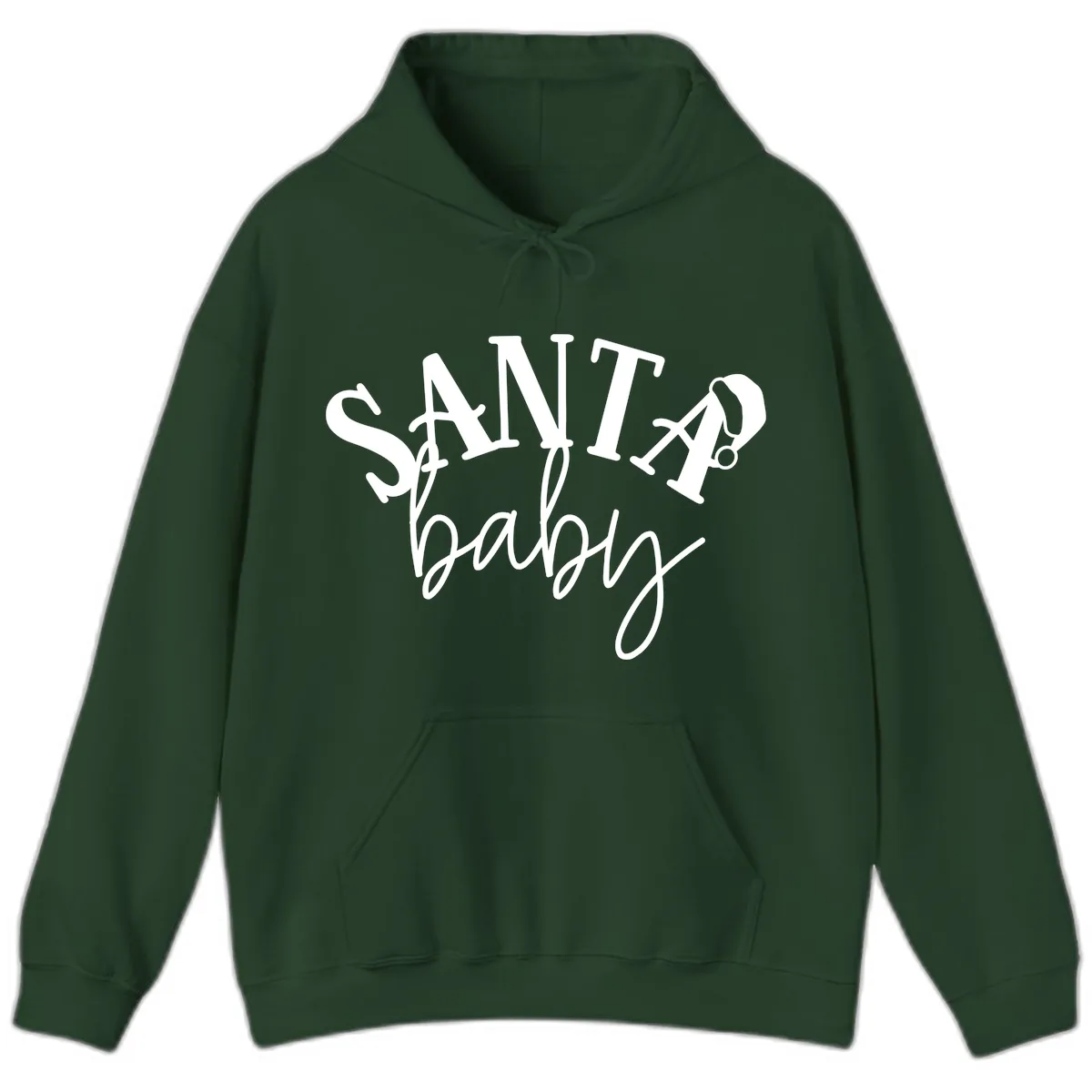 Santa Baby Christmas Text Design Hoodie in Forest Green