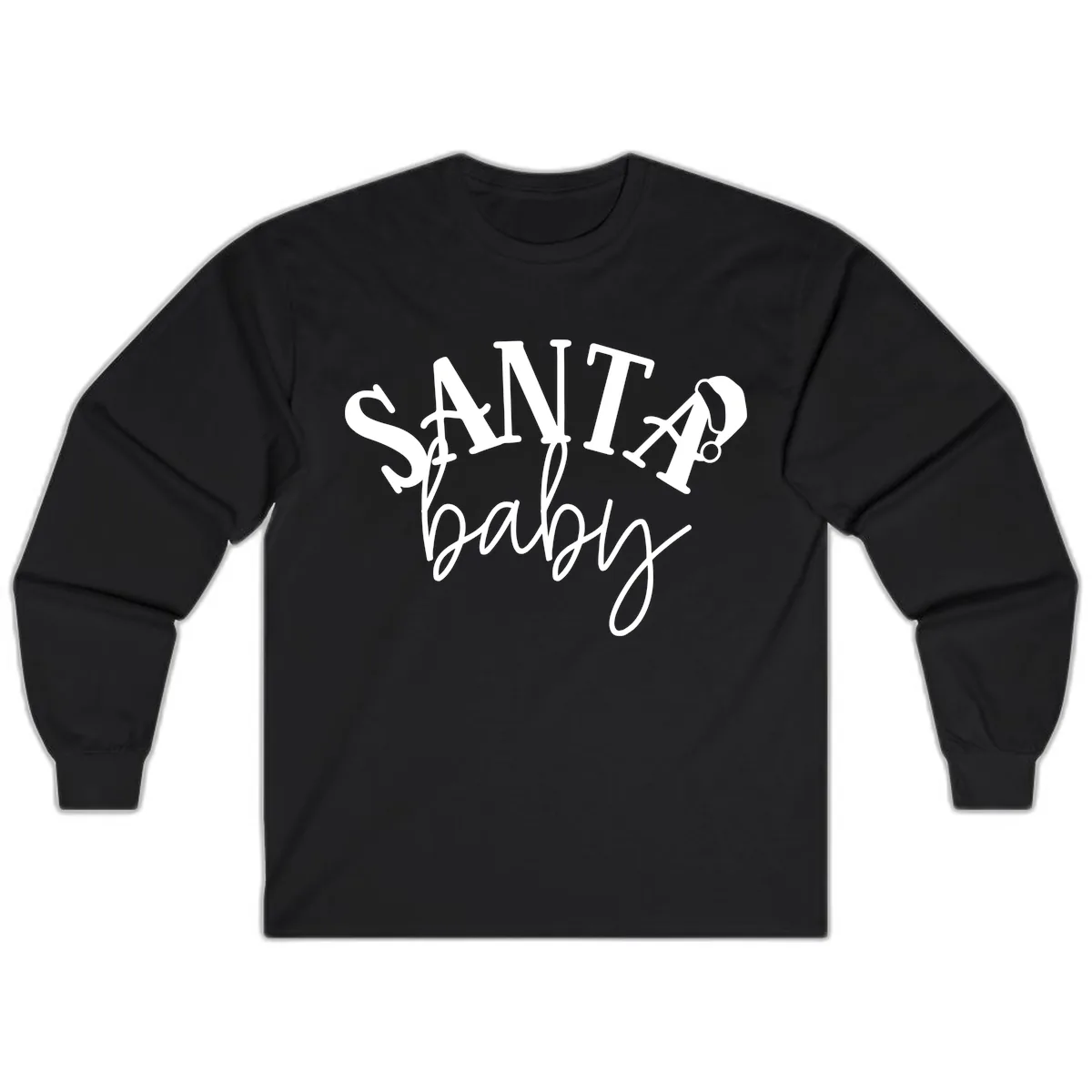 Santa Baby Christmas Text Design Long Sleeve in Black