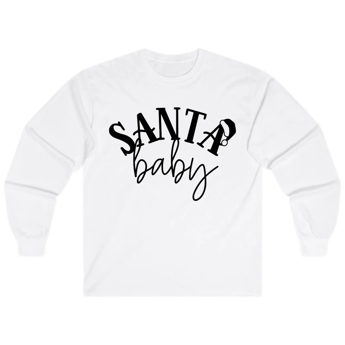 Santa Baby Christmas Text Design Long Sleeve in White