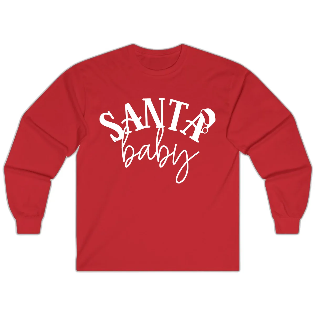 Santa Baby Christmas Text Design Long Sleeve in Red