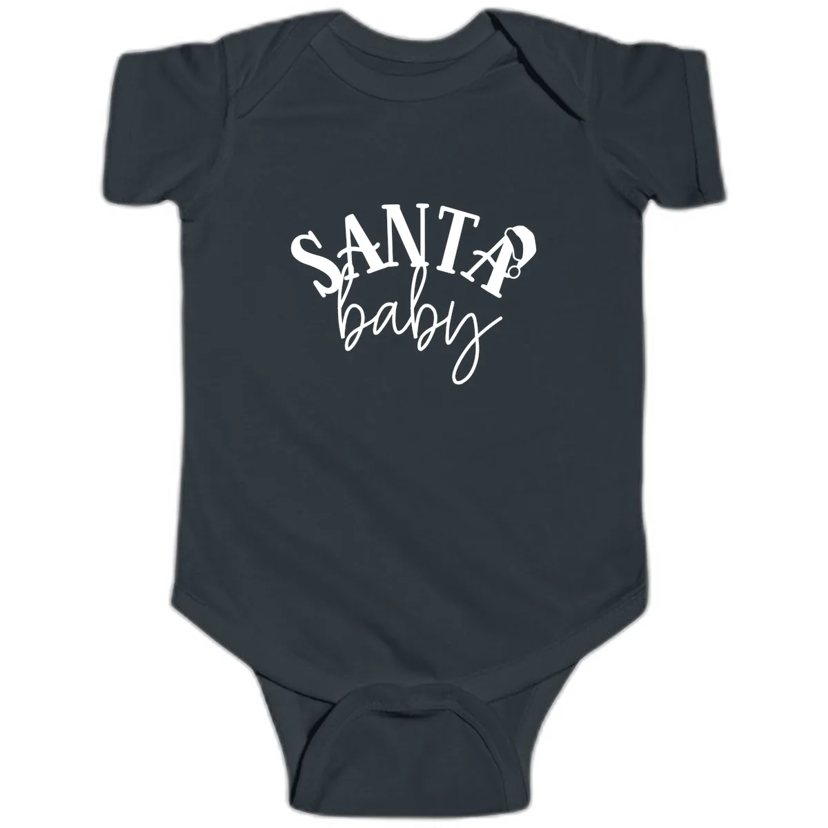 Santa Baby Christmas Text Design Baby Onesie in Black