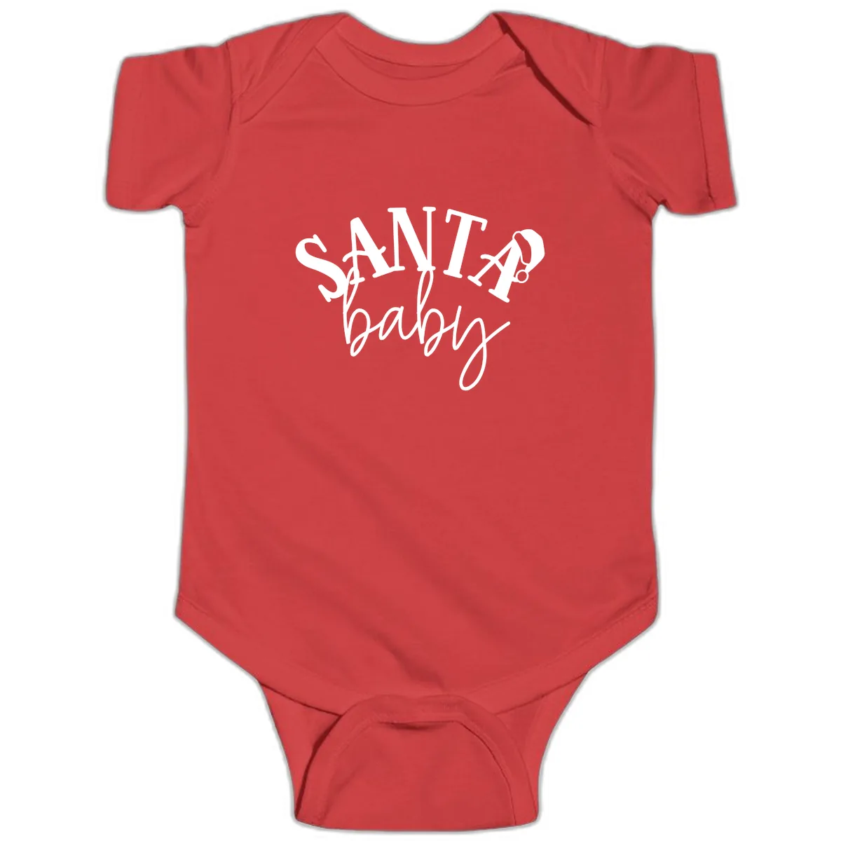 Santa Baby Christmas Text Design Baby Onesie in Red