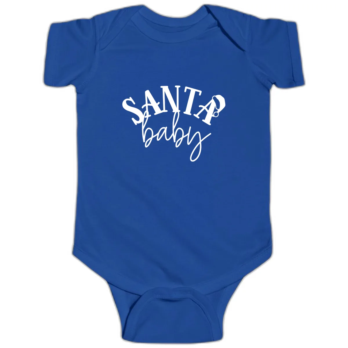 Santa Baby Christmas Text Design Baby Onesie in Royal