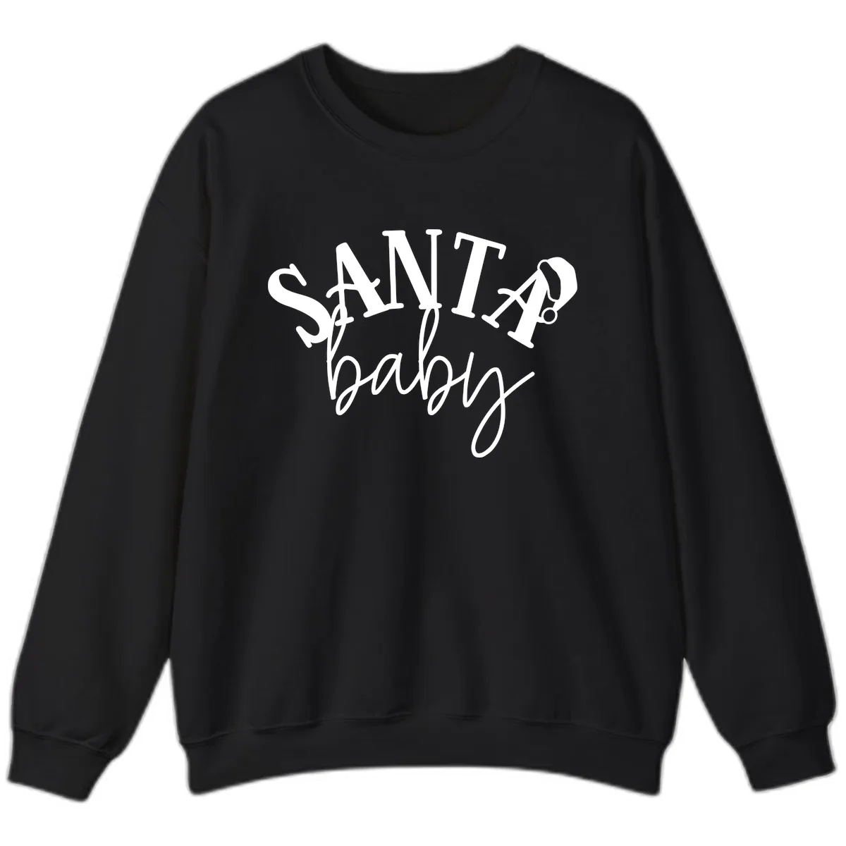 Santa Baby Christmas Text Design Sweatshirt in Black