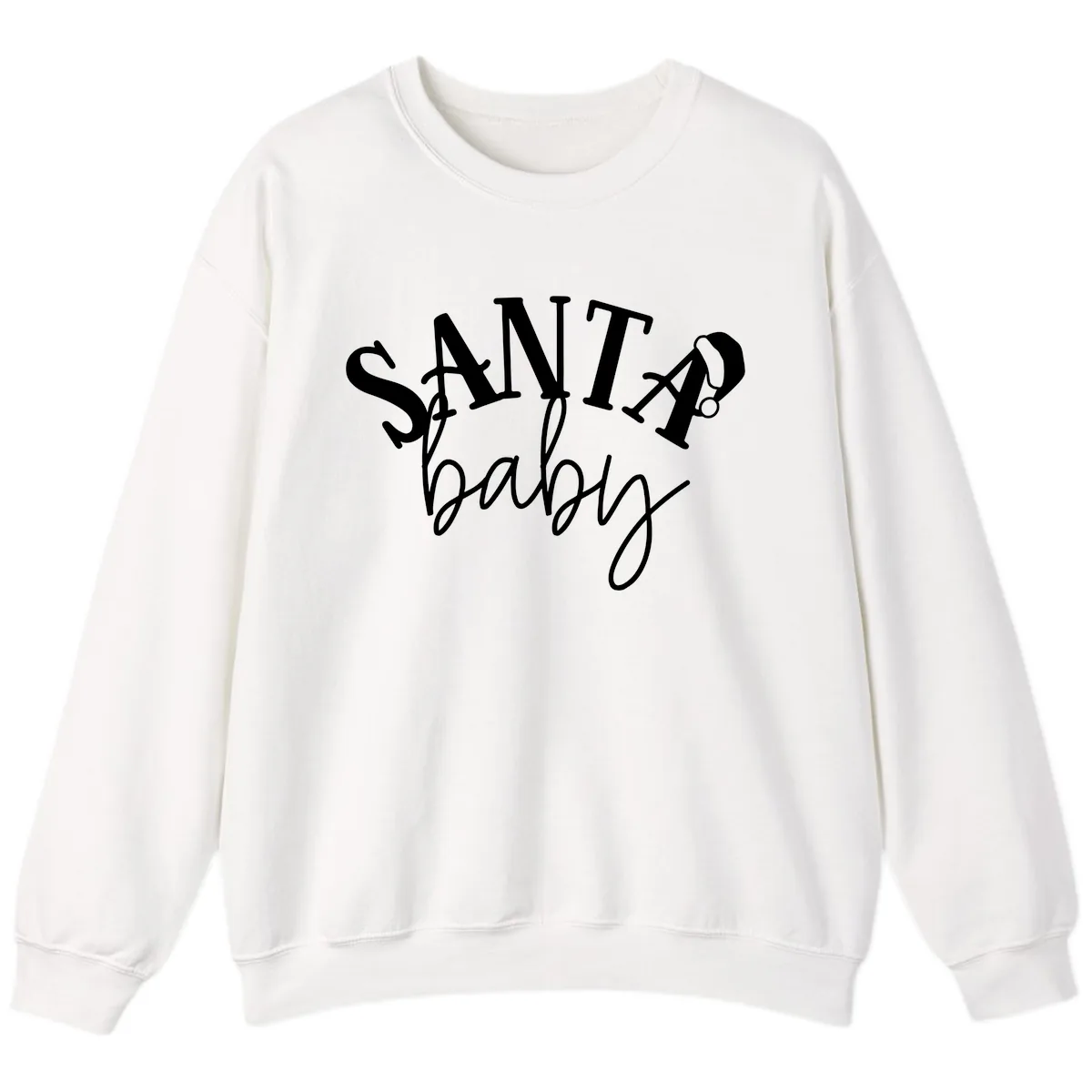 Santa Baby Christmas Text Design Sweatshirt in White