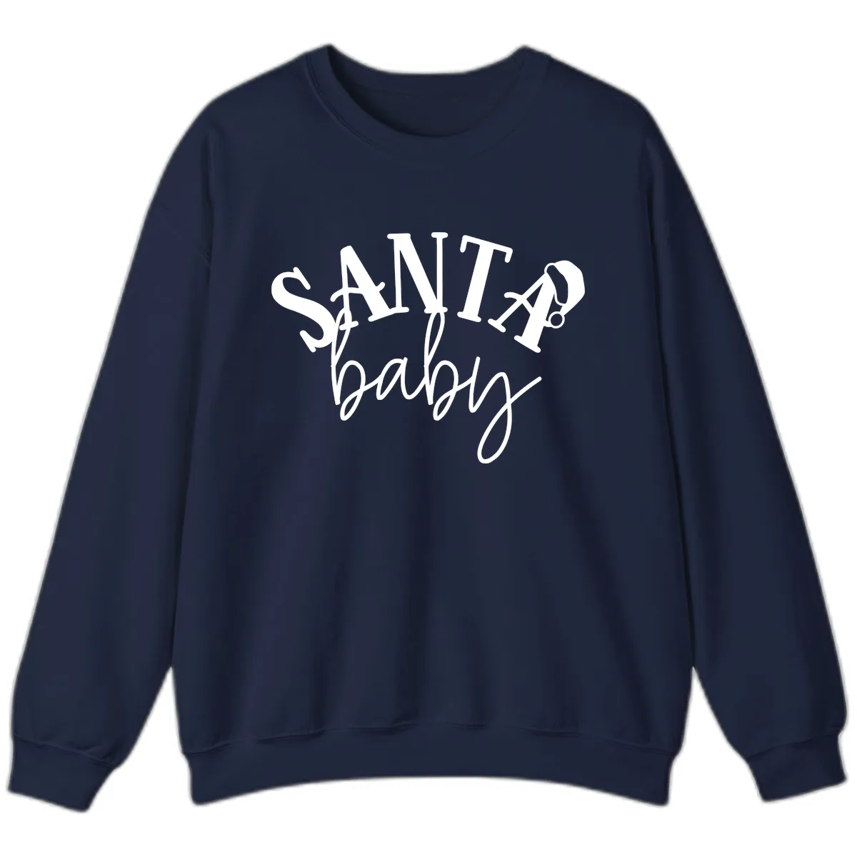 Santa Baby Christmas Text Design Sweatshirt in Navy