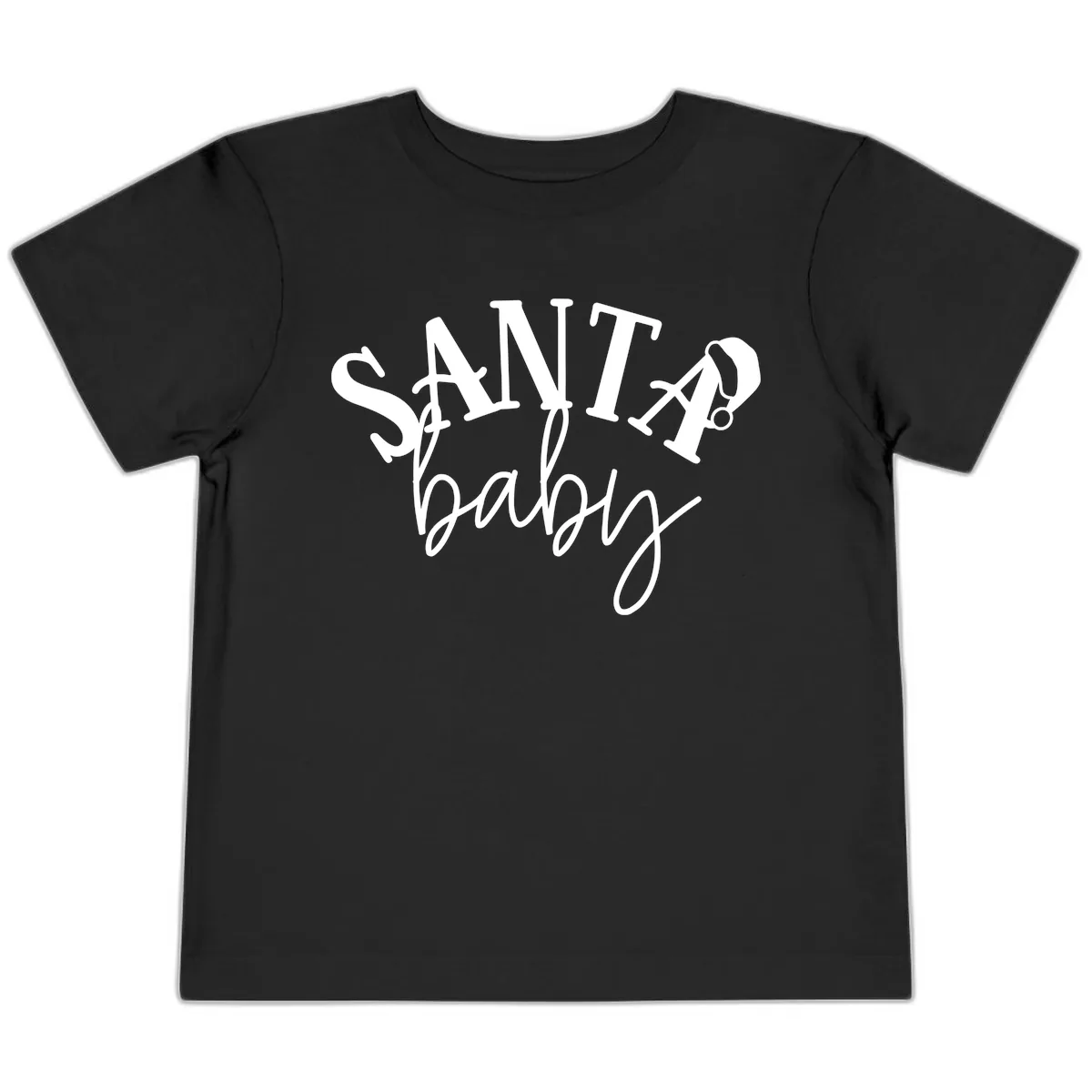 Santa Baby Christmas Text Design Toddler T-Shirt in Black