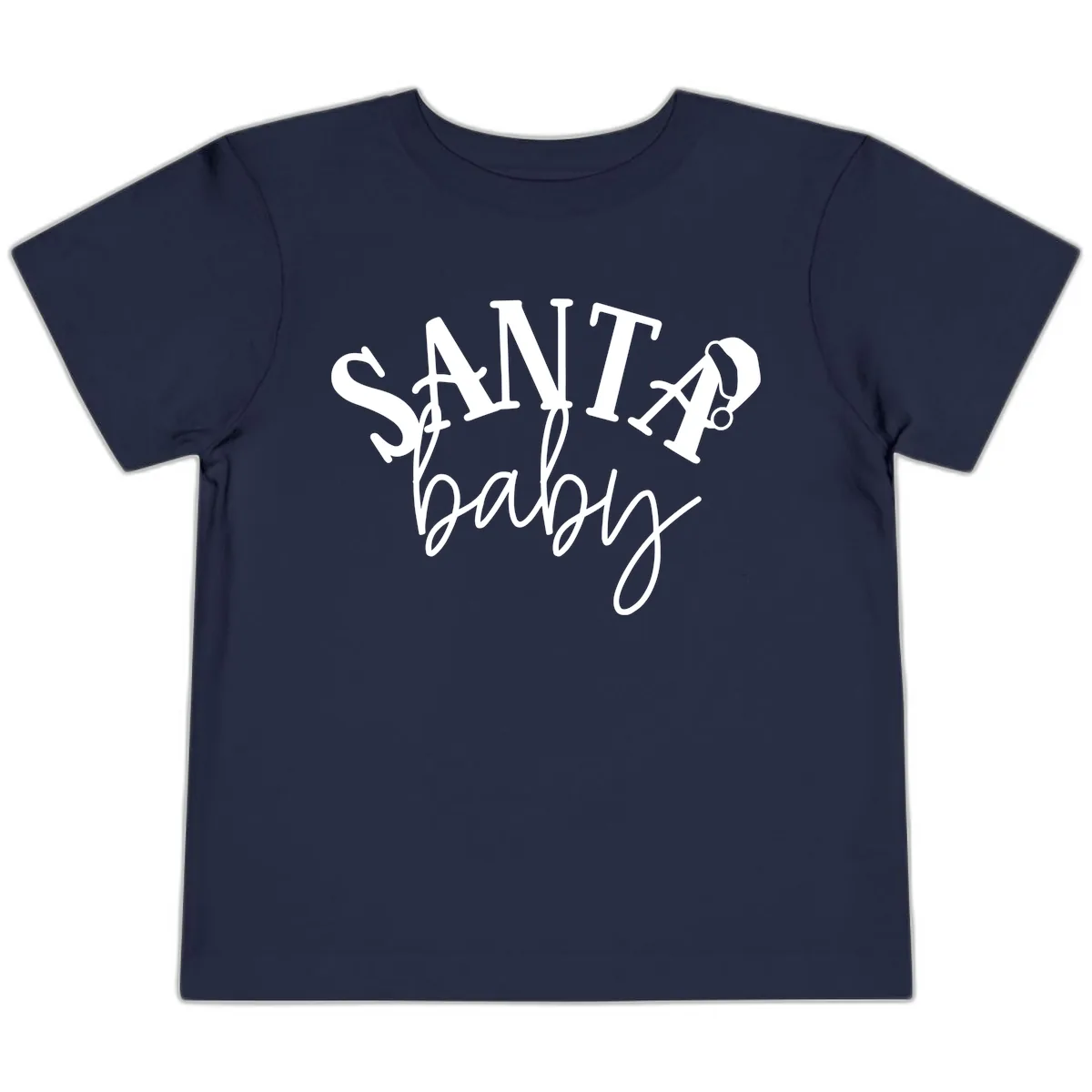 Santa Baby Christmas Text Design Toddler T-Shirt in Navy