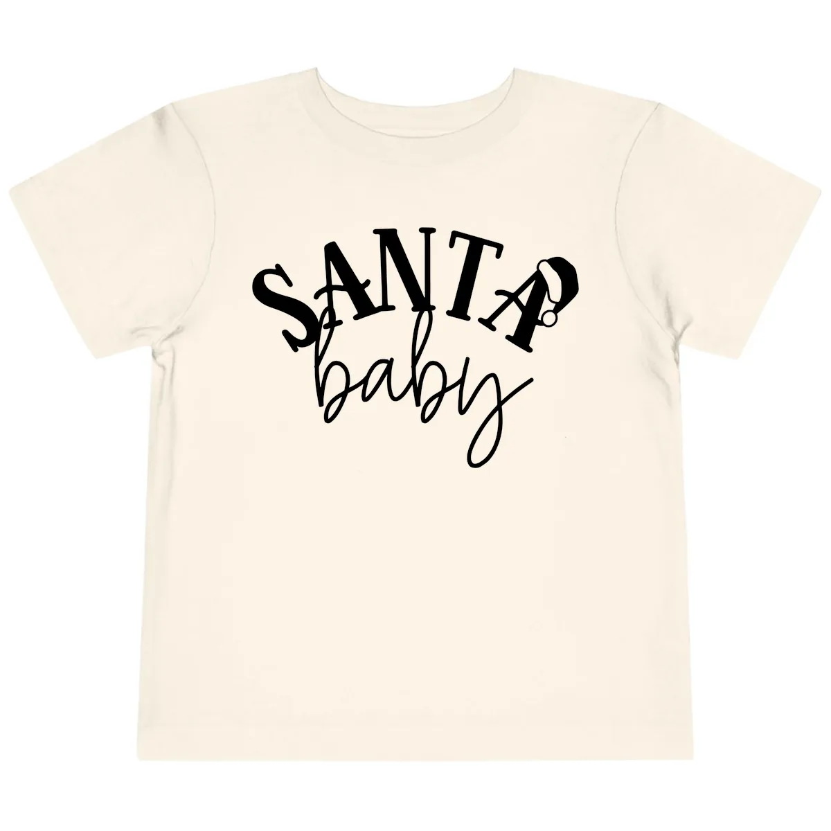 Santa Baby Christmas Text Design Toddler T-Shirt in Natural
