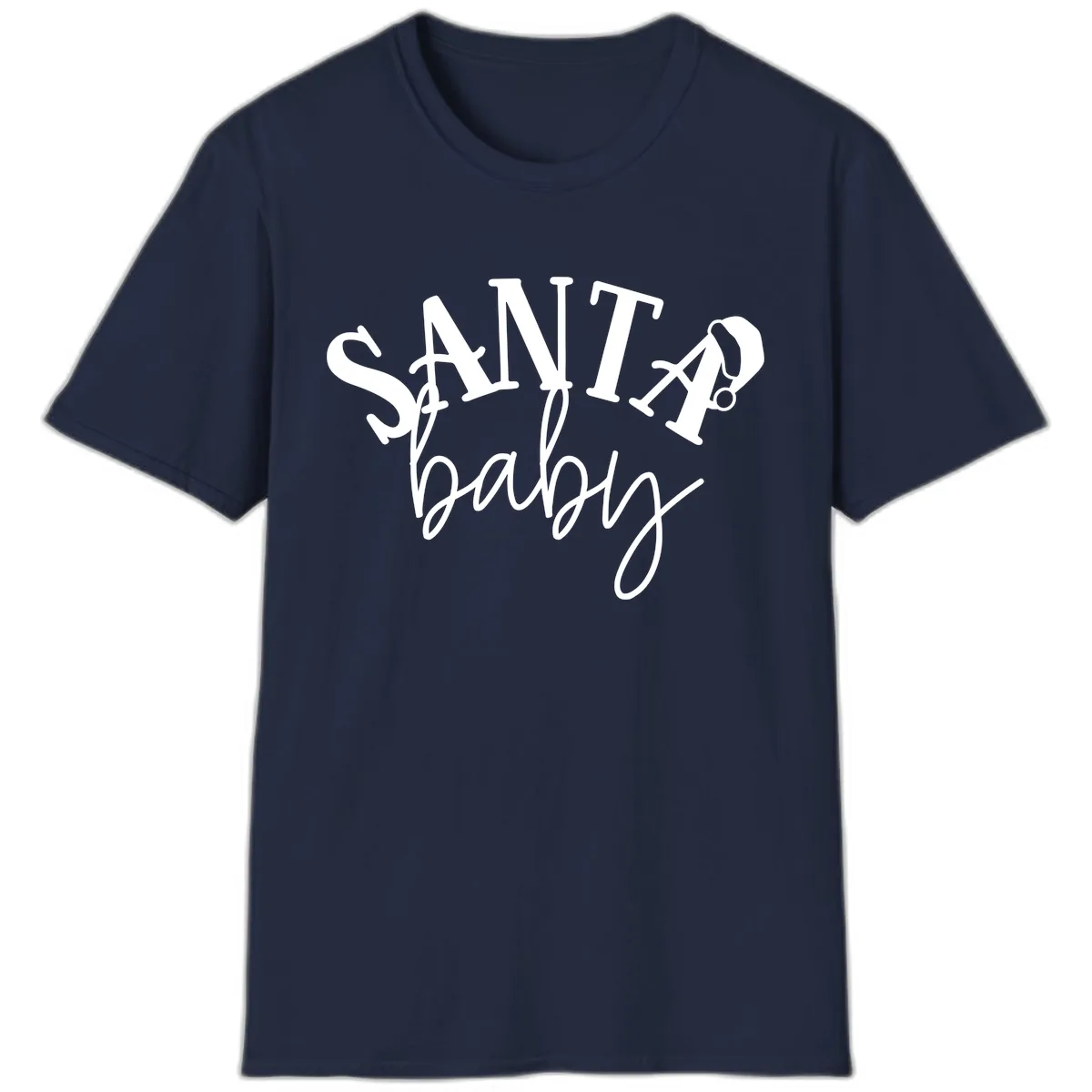 Santa Baby Christmas Text Design T-Shirt in Navy