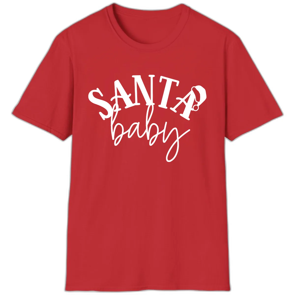 Santa Baby Christmas Text Design T-Shirt in Red