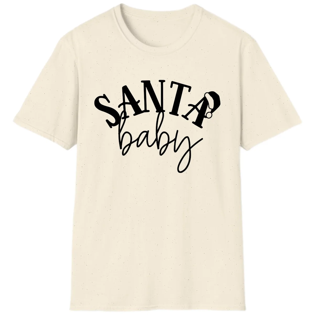 Santa Baby Christmas Text Design T-Shirt in Natural