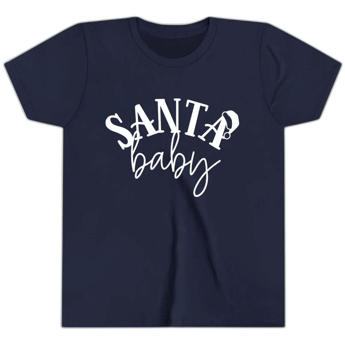Santa Baby Christmas Text Design Youth T-Shirt in Navy
