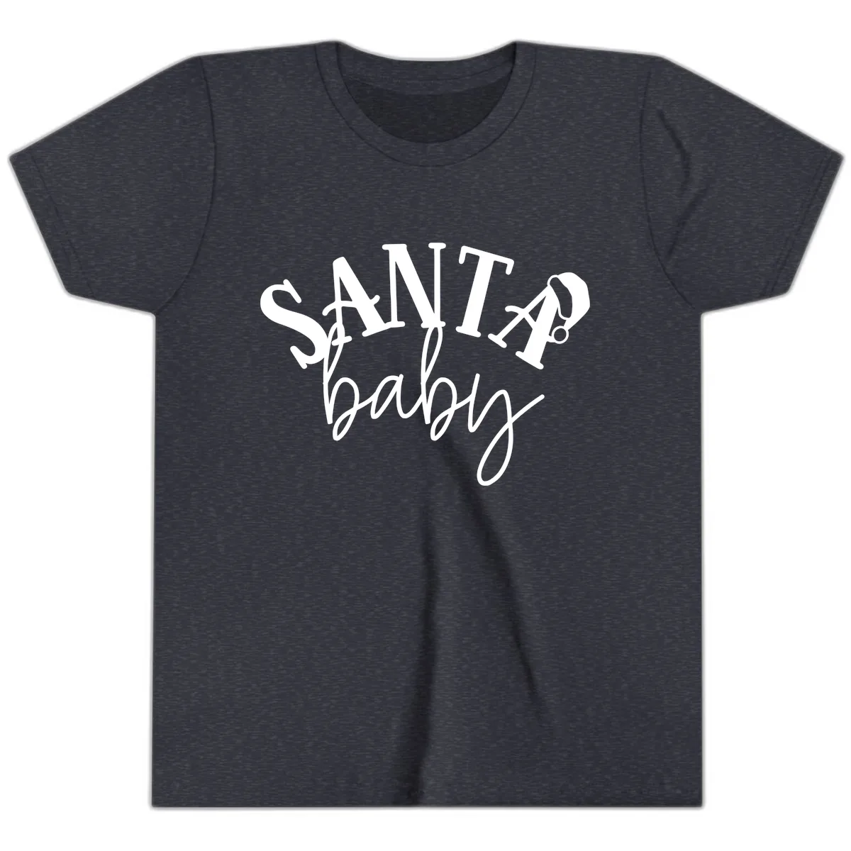 Santa Baby Christmas Text Design Youth T-Shirt in Heather Navy