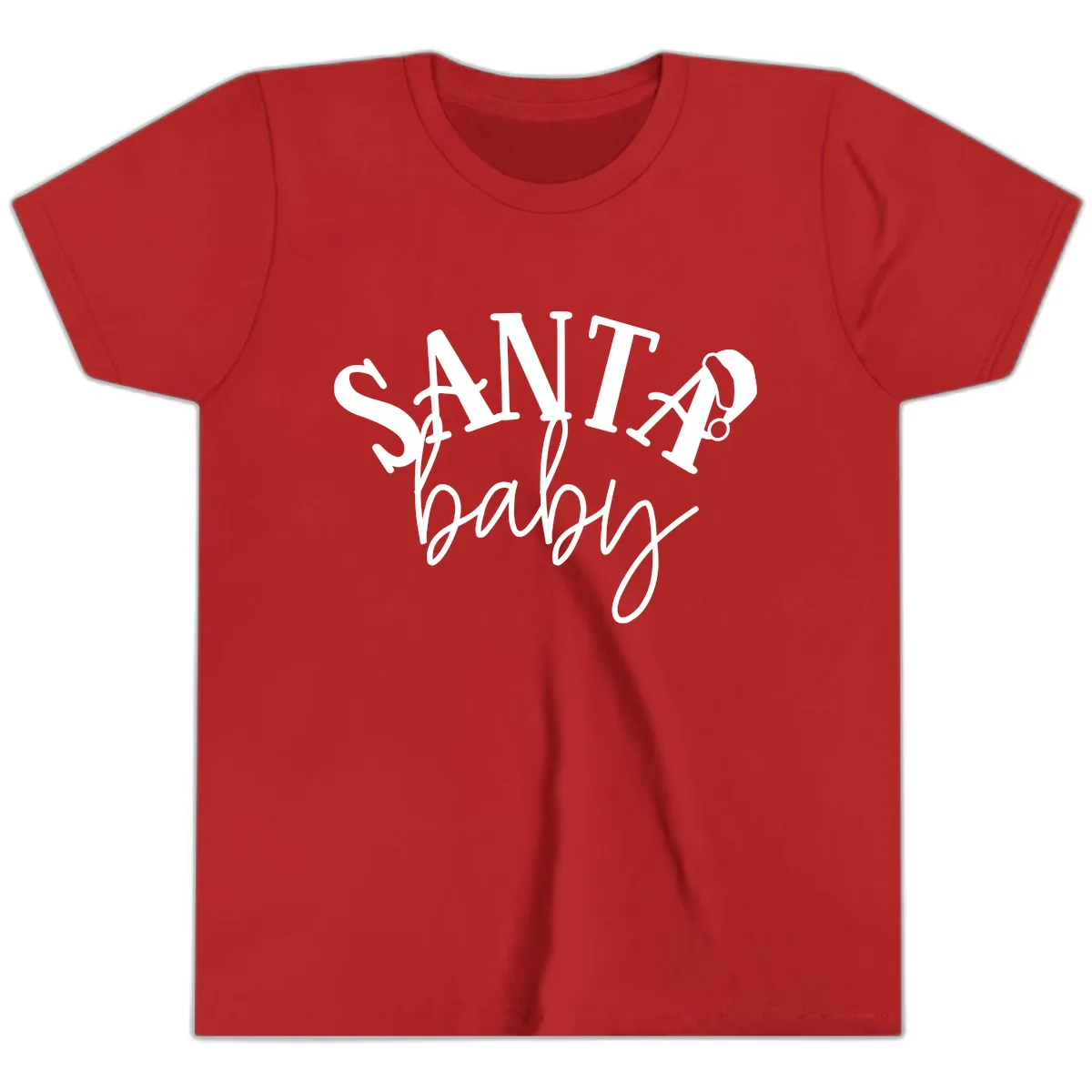 Santa Baby Christmas Text Design Youth T-Shirt in Red