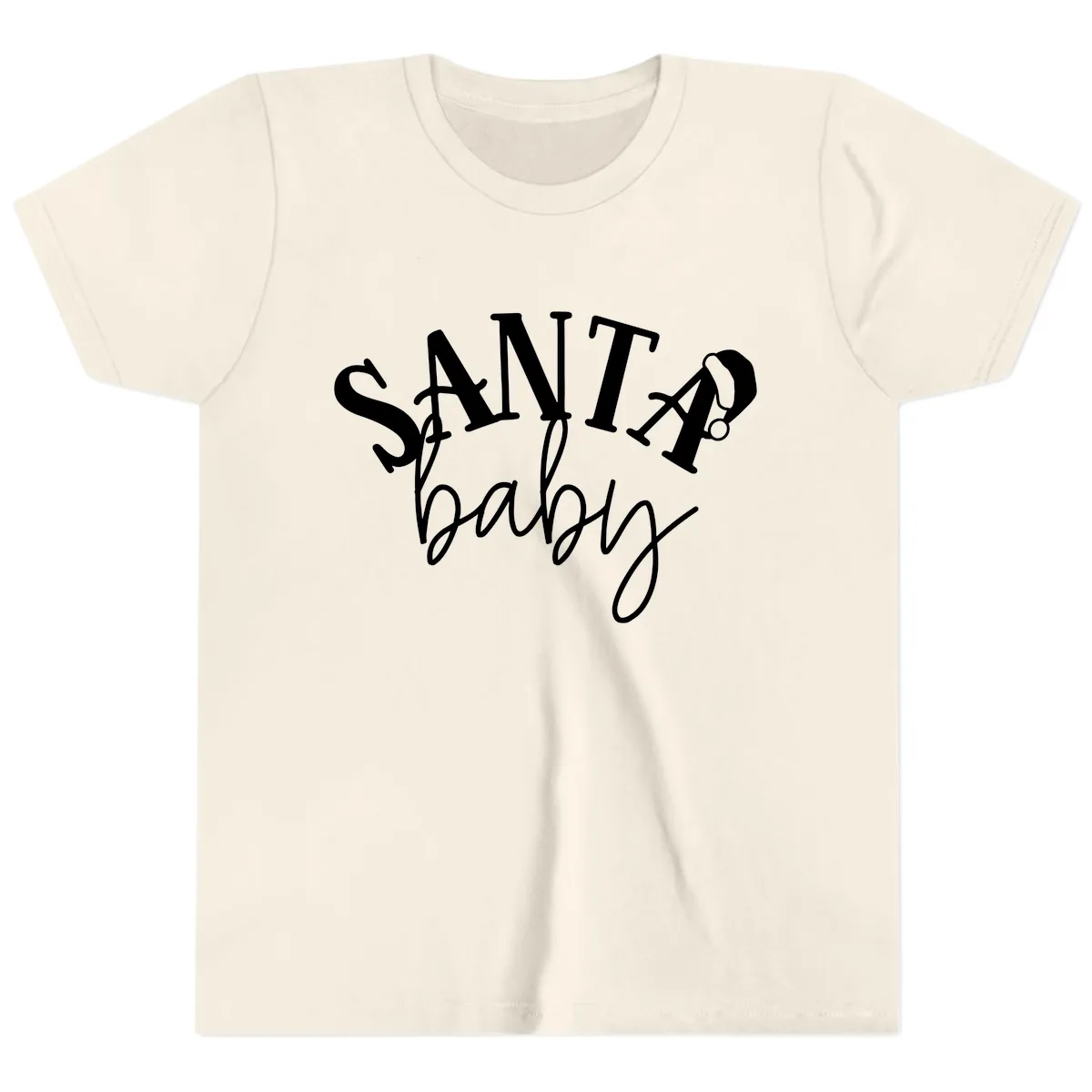 Santa Baby Christmas Text Design Youth T-Shirt in Natural