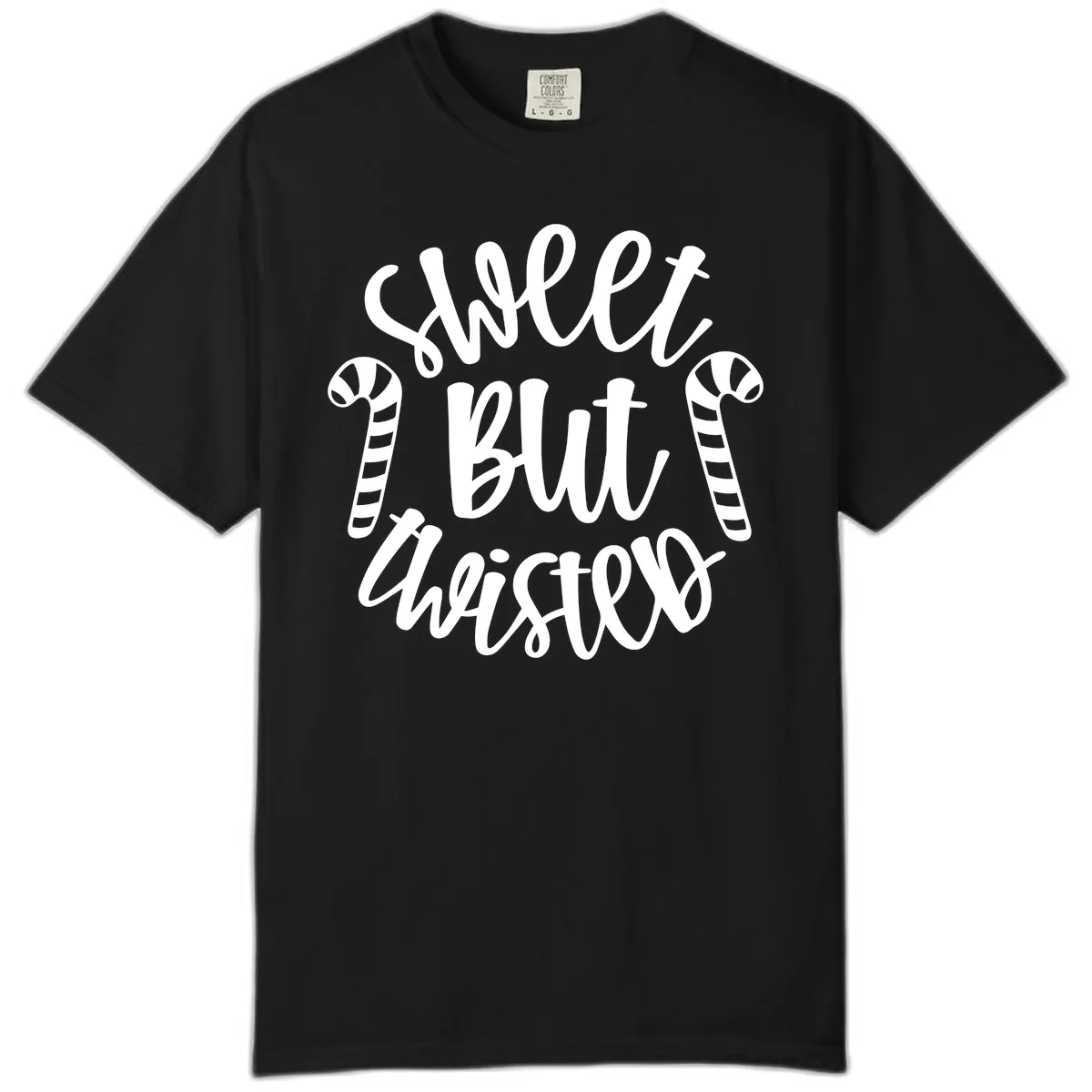 Sweet But Twisted Candy Cane Comfort Color in Black