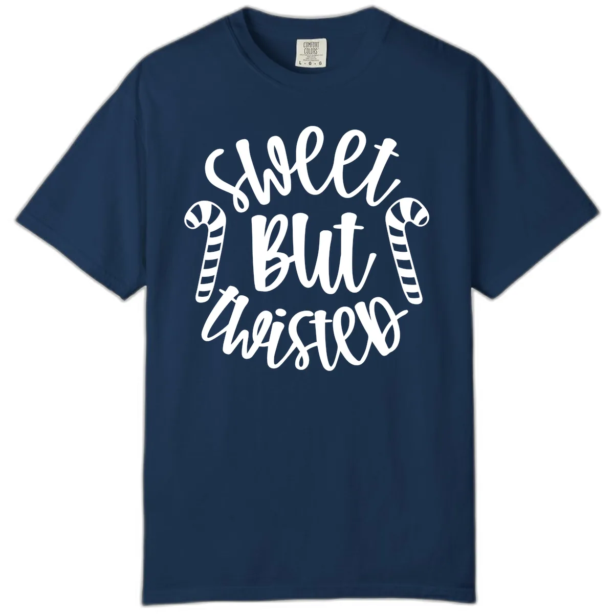 Sweet But Twisted Candy Cane Comfort Color in Navy