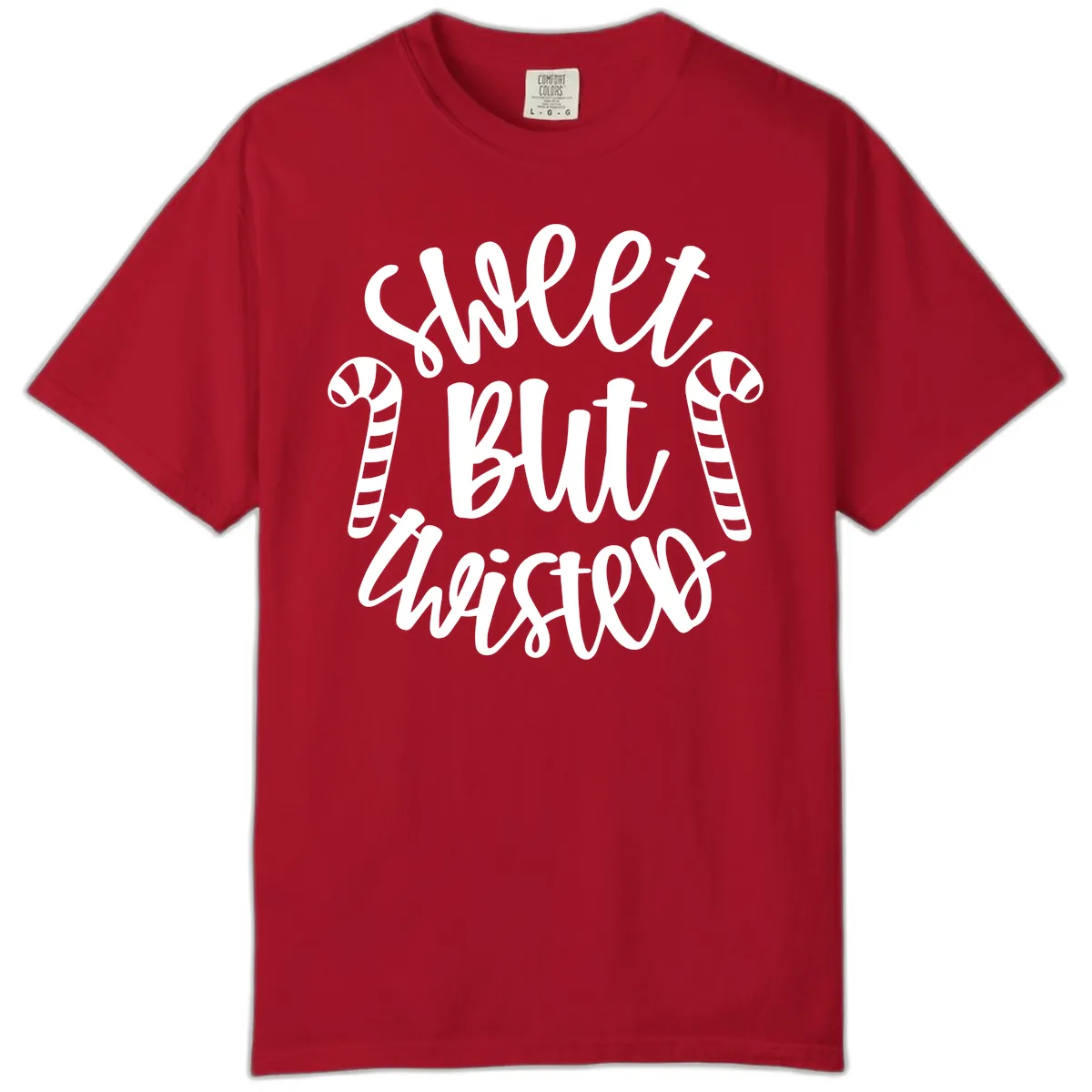 Sweet But Twisted Candy Cane Comfort Color in Red