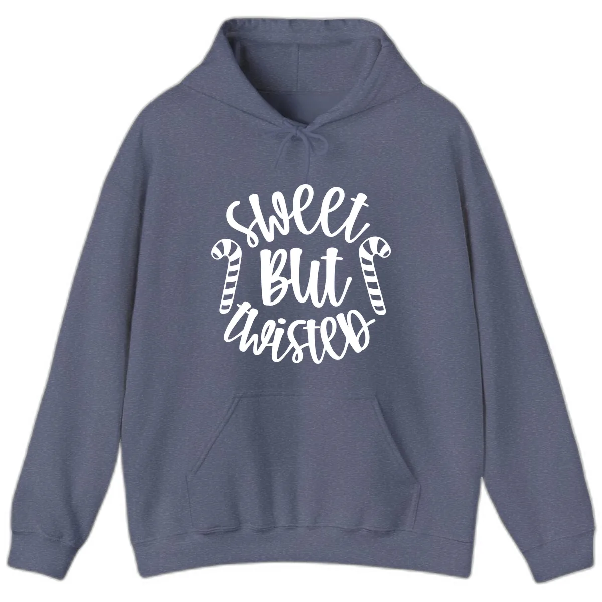 Sweet But Twisted Candy Cane Hoodie in Heather Navy