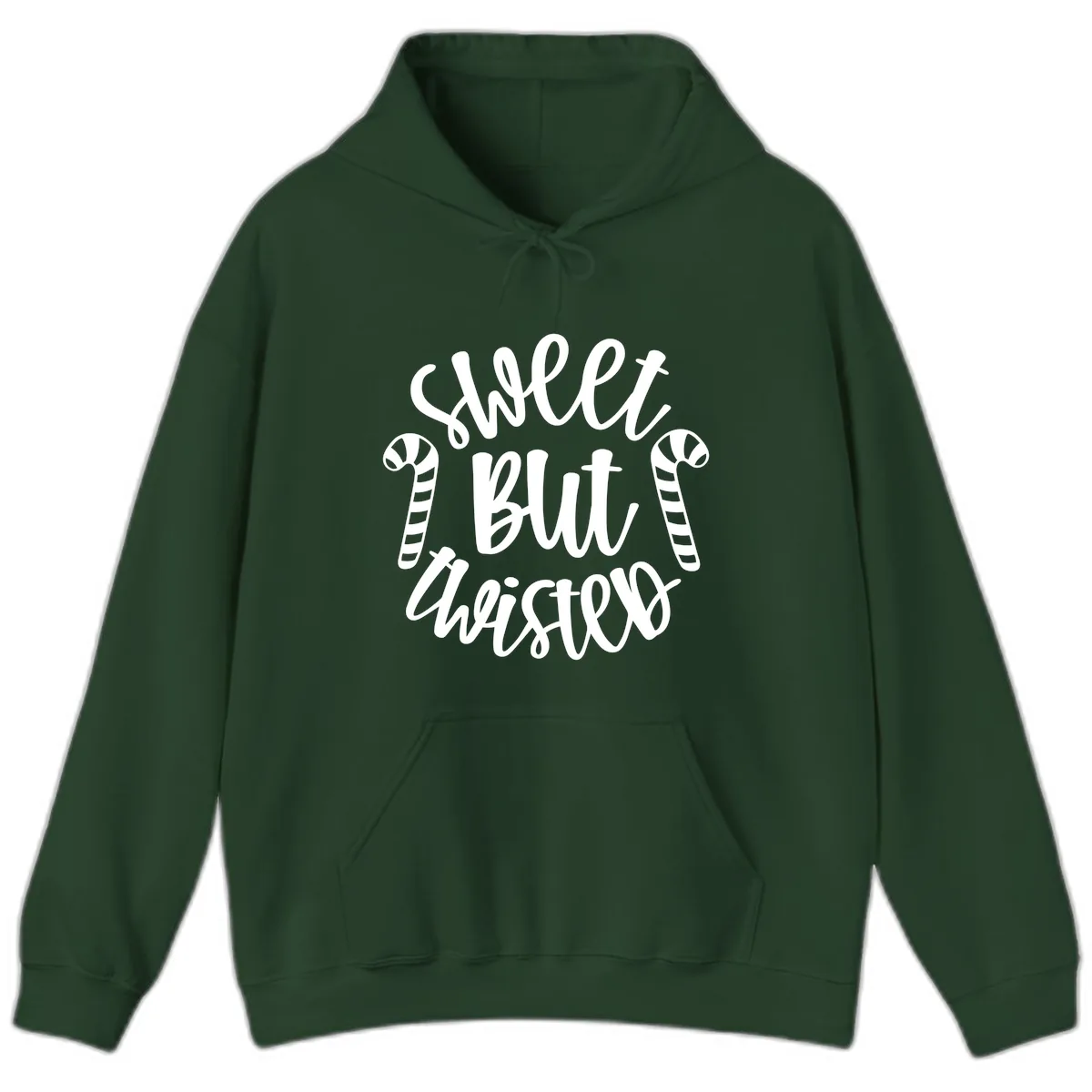 Sweet But Twisted Candy Cane Hoodie in Forest Green