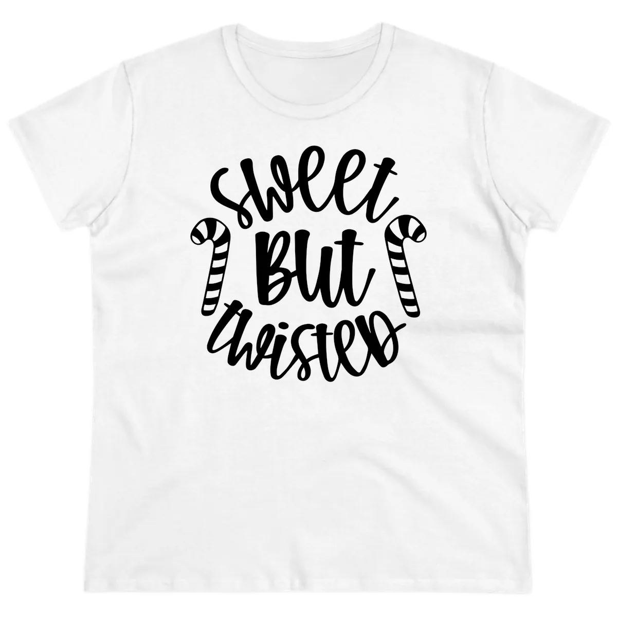 Sweet But Twisted Candy Cane Ladies Tee in White