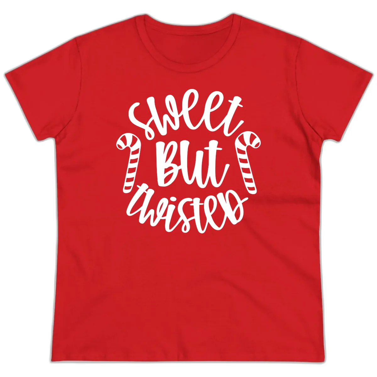 Sweet But Twisted Candy Cane Ladies Tee in Red