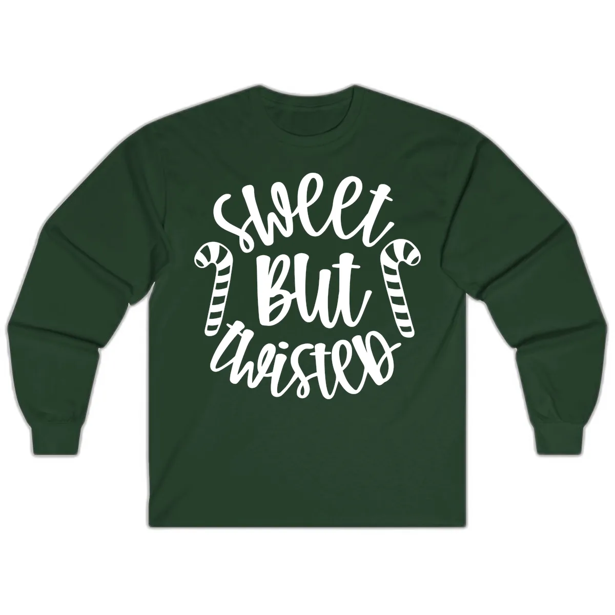 Sweet But Twisted Candy Cane Long Sleeve in Forest Green