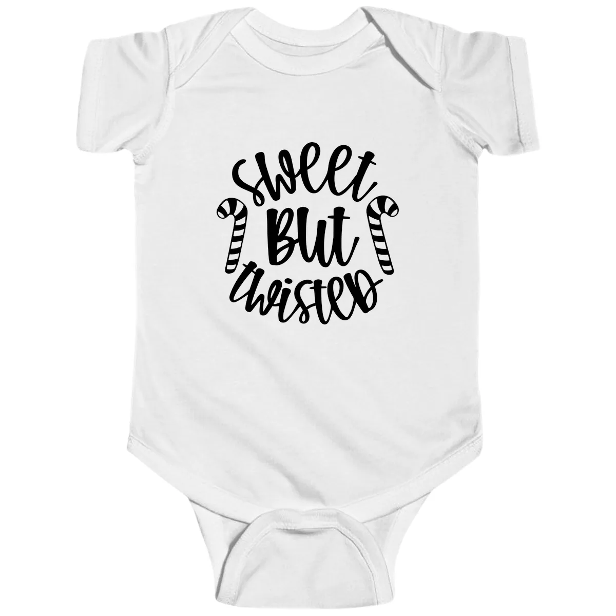 Sweet But Twisted Candy Cane Baby Onesie in White