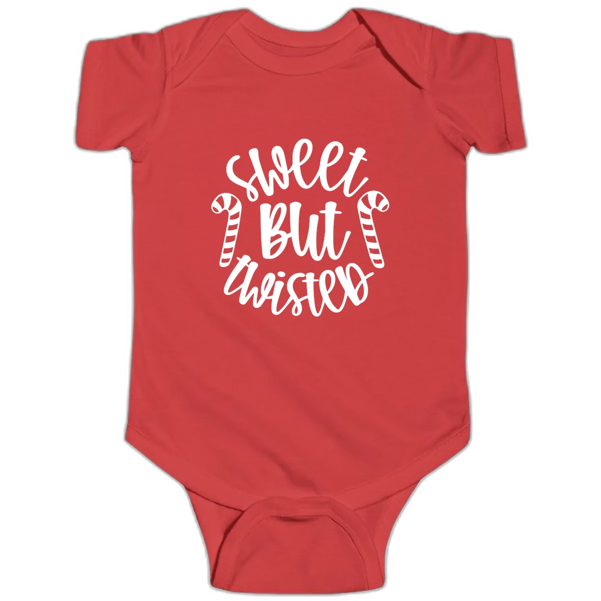 Sweet But Twisted Candy Cane Baby Onesie in Red