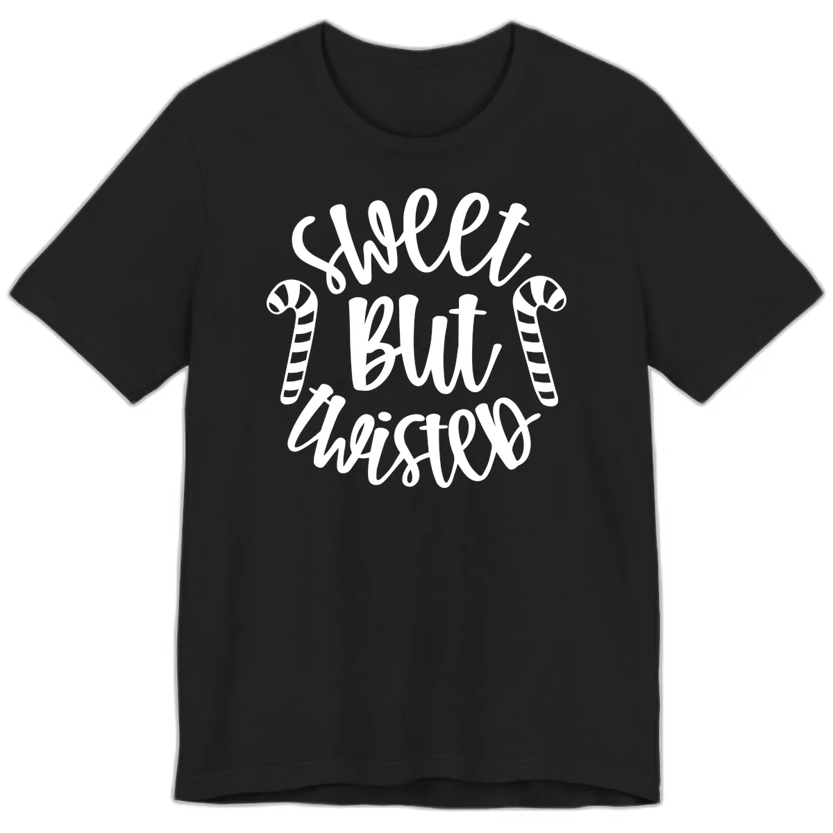 Sweet But Twisted Candy Cane Premium T-Shirt in Black