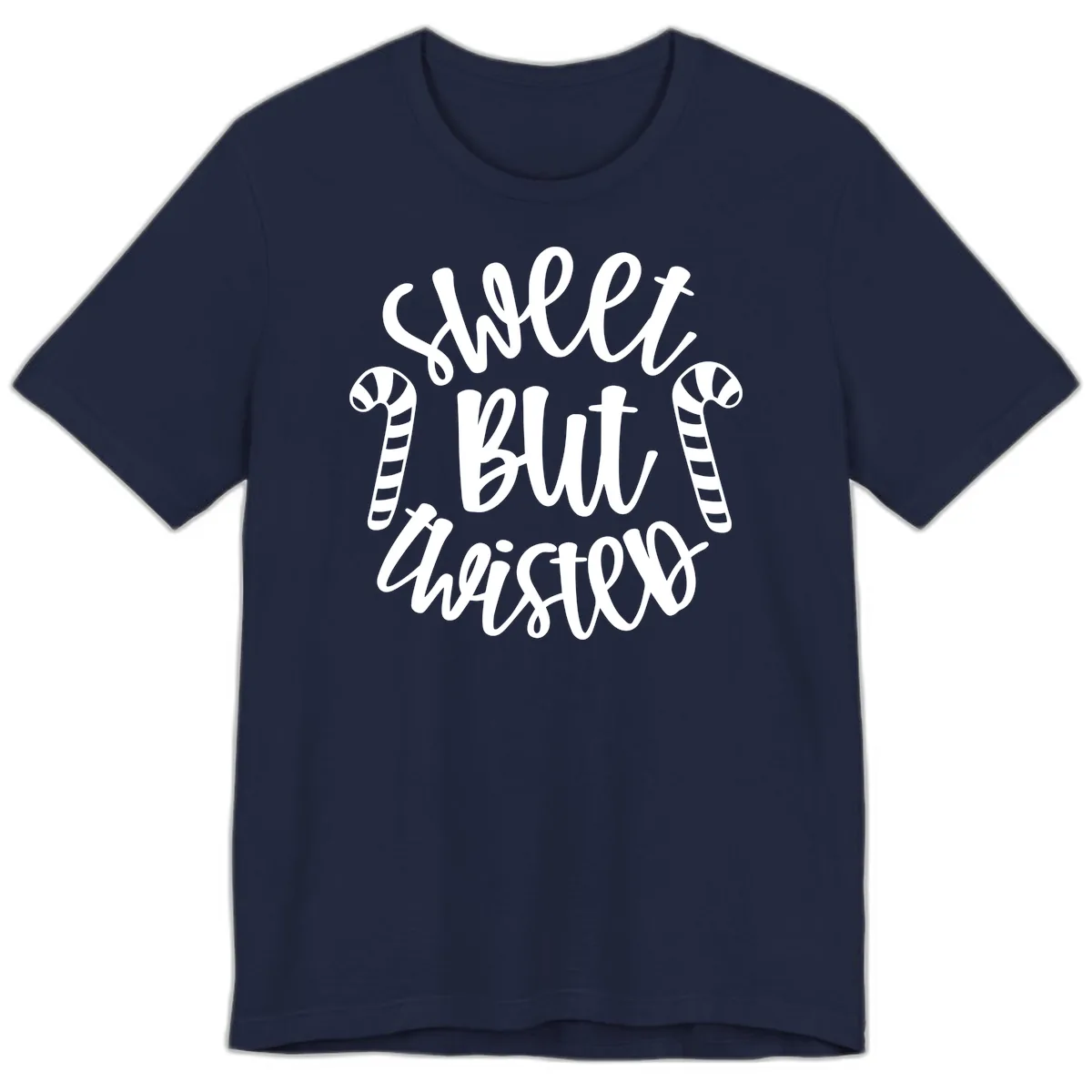 Sweet But Twisted Candy Cane Premium T-Shirt in Navy