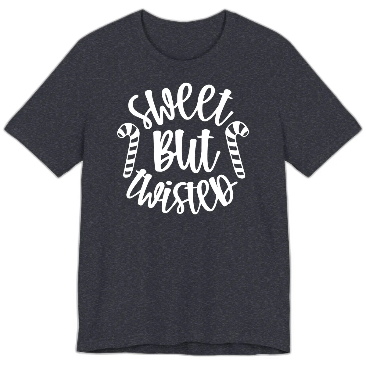 Sweet But Twisted Candy Cane Premium T-Shirt in Heather Navy