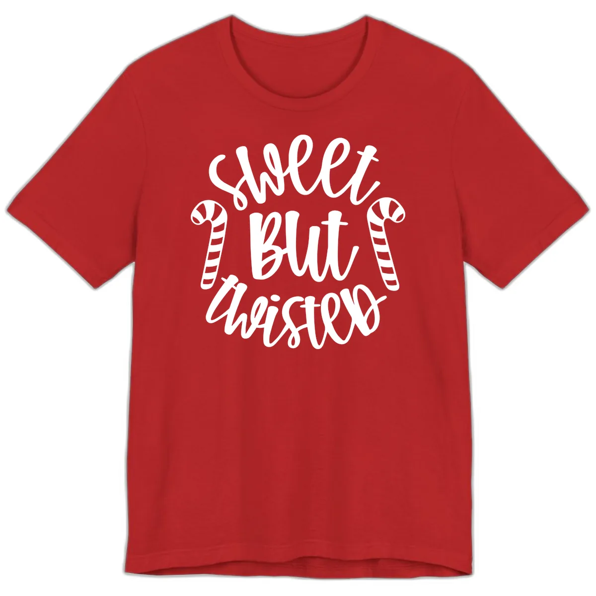 Sweet But Twisted Candy Cane Premium T-Shirt in Red