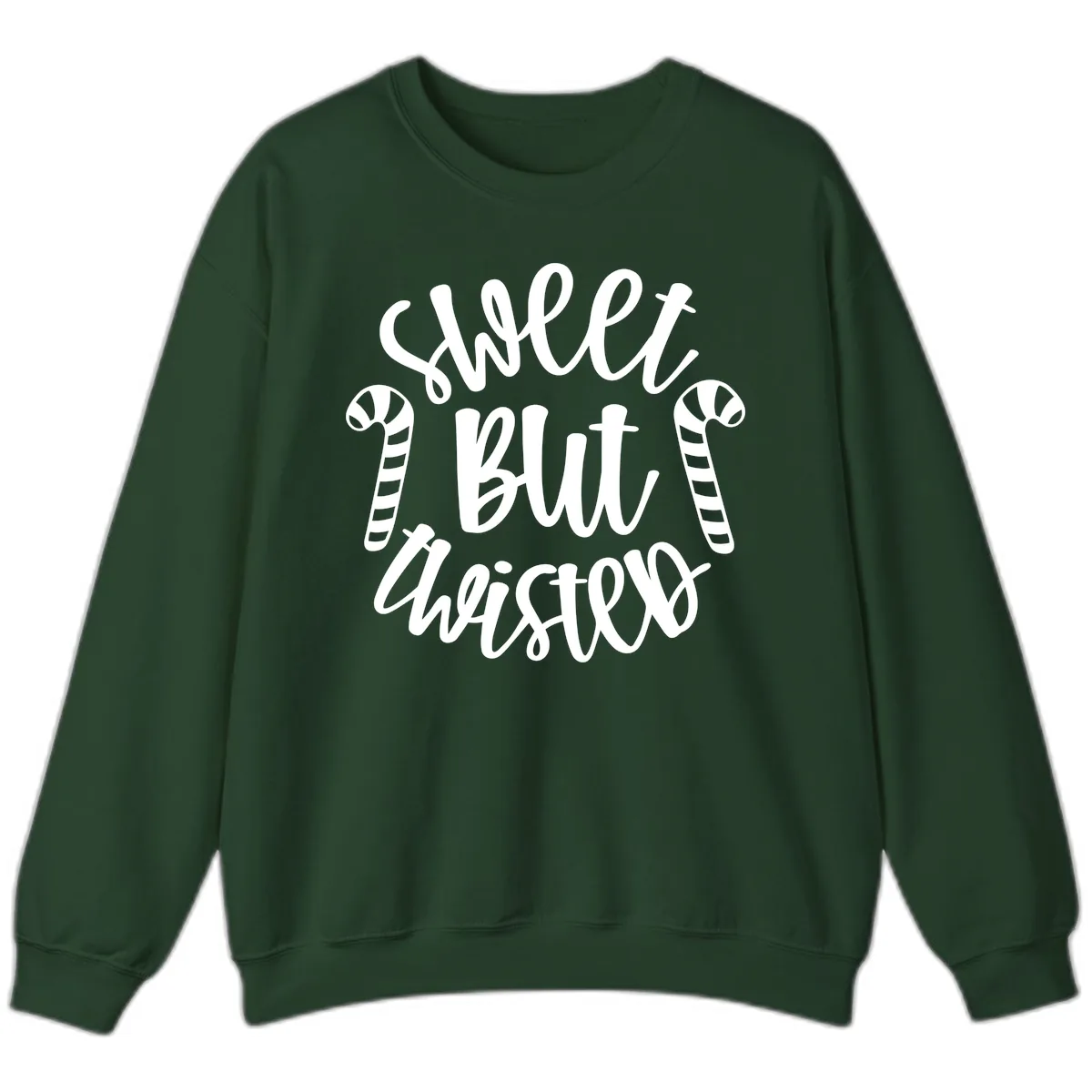 Sweet But Twisted Candy Cane Sweatshirt in Forest Green