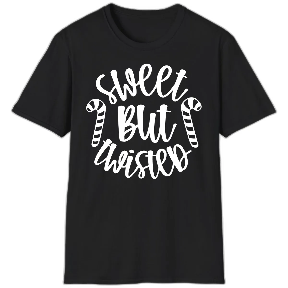 Sweet But Twisted Candy Cane T-Shirt in Black