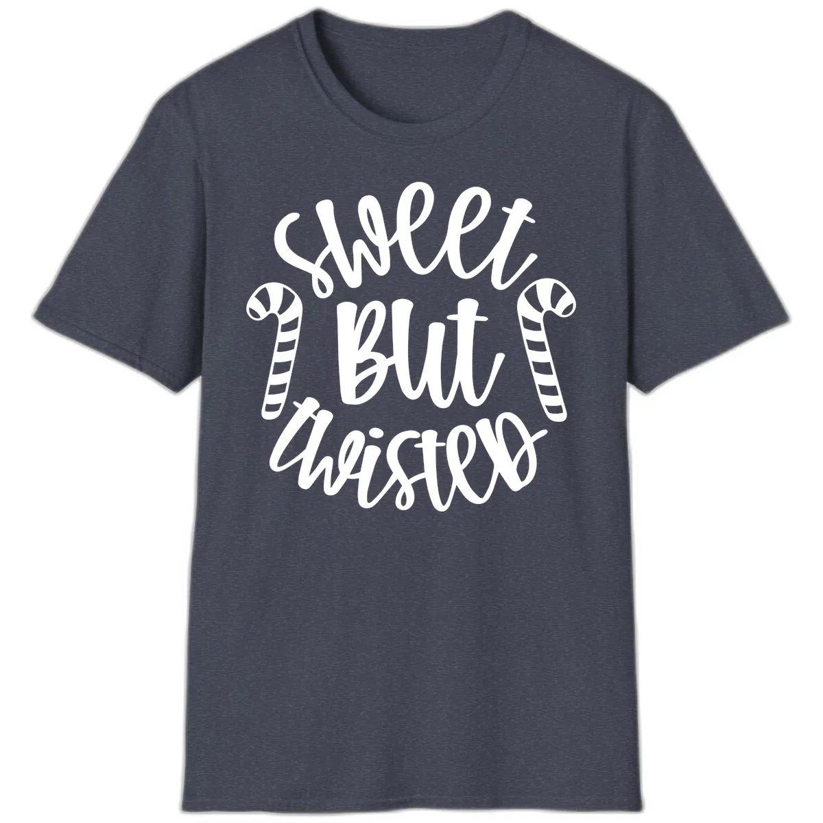 Sweet But Twisted Candy Cane T-Shirt in Heather Navy